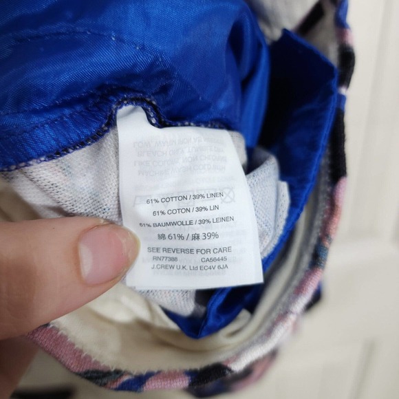 J Crew Womens Shorts Blue Pink Hibiscus Floral High Rise Linen Chino Size 10 M - Picture 6 of 7